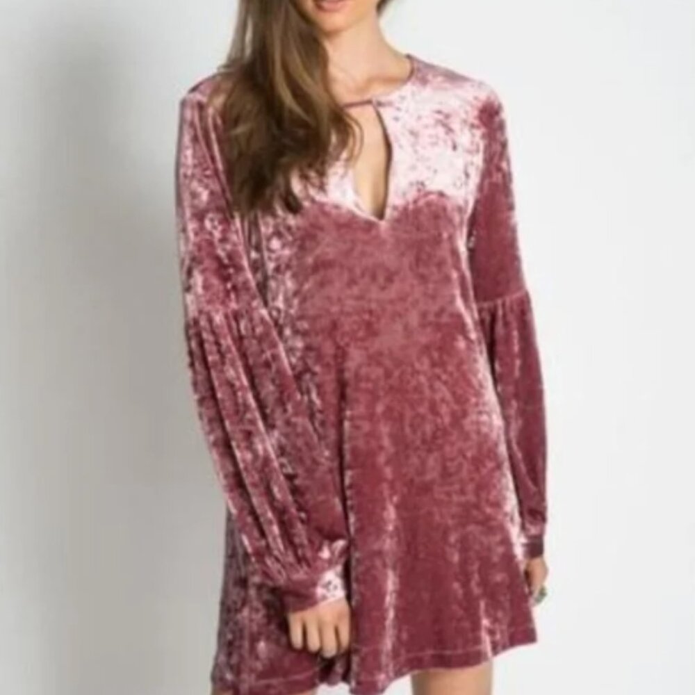 Muche and Muchette Velour Dress Loose Pink Crushed Velvet Size Medium Large M/L